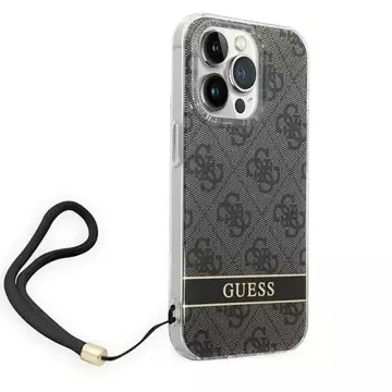 Etui Guess GUOHCP14LH4STK do Apple iPhone 14 Pro 6,1" czarny/black hardcase 4G Print Strap