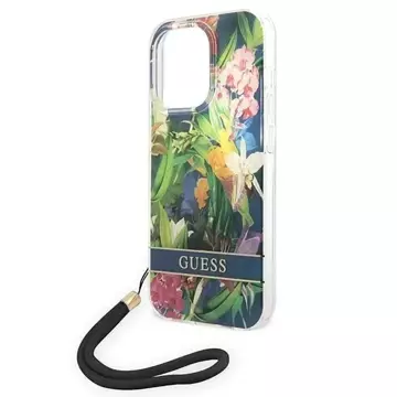 Etui Guess GUOHCP14LHFLSB do Apple iPhone 14 Pro 6,1" niebieski/blue hardcase Flower Strap