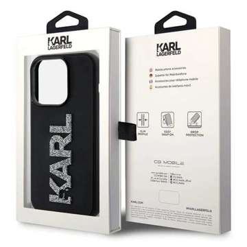 Etui Karl Lagerfeld KLHCP15X3DMBKCK do iPhone 15 Pro Max 6.7" czarny/black hardcase 3D Rubber Glitter Logo