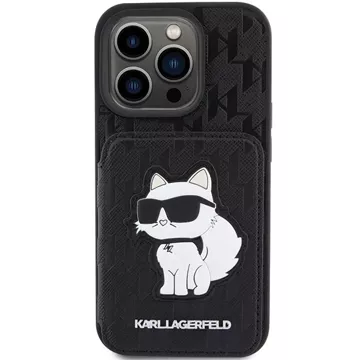 Etui Karl Lagerfeld KLHCP15XSAKCNSCK do iPhone 15 Pro Max 6.7" czarny/black hardcase Saffiano Cardslots and Stand Monogram Choupette