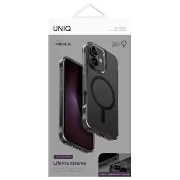 Etui UNIQ LifePro Xtreme do iPhone 16 6.1"  Magclick Charging Czarny/Frost Smoke