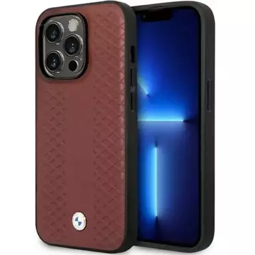 Etui na telefon BMW BMHCP14L22RFGR do Apple iPhone 14 Pro 6,1" burgundowy/burgundy Leather Diamond Pattern