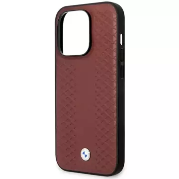 Etui na telefon BMW BMHCP14L22RFGR do Apple iPhone 14 Pro 6,1" burgundowy/burgundy Leather Diamond Pattern
