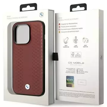 Etui na telefon BMW BMHCP14L22RFGR do Apple iPhone 14 Pro 6,1" burgundowy/burgundy Leather Diamond Pattern