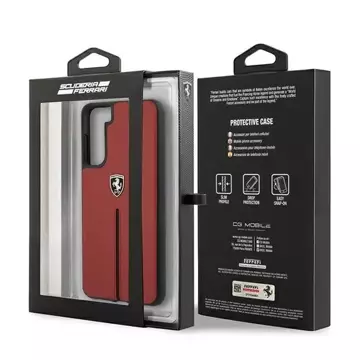 Etui na telefon Ferrari Hardcase do Samsung Galaxy S21 Plus czerwony/red hardcase Off Track Leather Nylon Stripe