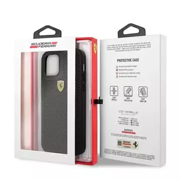 Etui na telefon Ferrari iPhone 12 Pro Max 6,7" czarny/black hardcase On Track Perforated