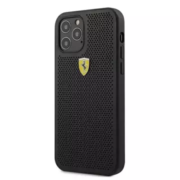 Etui na telefon Ferrari iPhone 12 Pro Max 6,7" czarny/black hardcase On Track Perforated