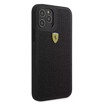 Etui na telefon Ferrari iPhone 12 Pro Max 6,7" czarny/black hardcase On Track Perforated