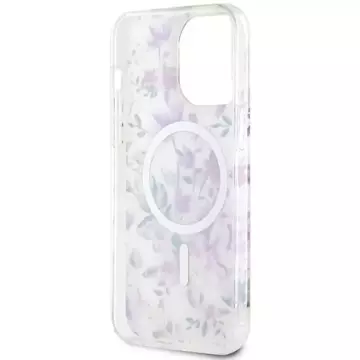 Etui na telefon Guess GUHMP14LHCFWST do Apple iPhone 14 Pro 6.1" transparent hardcase Flower MagSafe