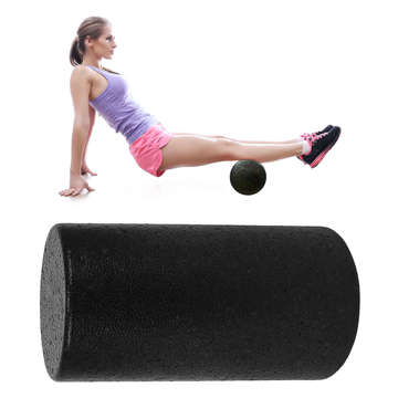 Exercise Massager Smooth Roller Yoga Muscle Roller 28.5x15cm Fit Fizjo Black