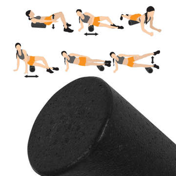 Exercise Massager Smooth Roller Yoga Muscle Roller 28.5x15cm Fit Fizjo Black