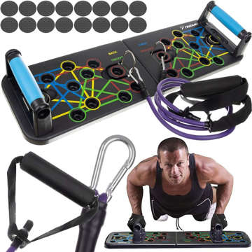 Exercise set Plank 2x rope handle grips for push-ups with ropes Push Up Board Fitness 25in1 Black