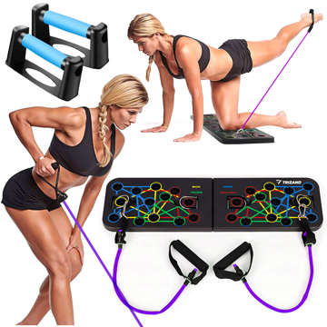 Exercise set Plank 2x rope handle grips for push-ups with ropes Push Up Board Fitness 25in1 Black