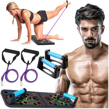 Exercise set Plank 2x rope handle grips for push-ups with ropes Push Up Board Fitness 25in1 Black