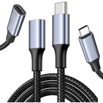 Extension Cable USB-C Type C 3.1 Gen2 Thunderbolt 100W PD 10Gbs 4K 2M Adapter Cable Nylon Braid Strong