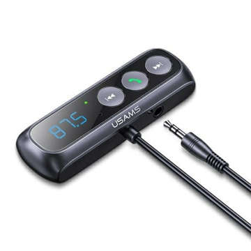 FM/ AUX transmitter Bluetooth 5.0 receiver USAMS MP3 micro SD audio adapter Black