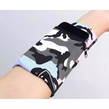 Fabric armband for running fitness camo blue