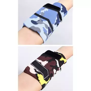 Fabric armband for running fitness camo blue