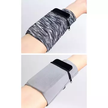 Fabric armband for running fitness stripes white / black