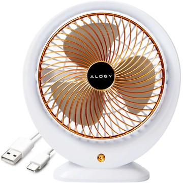 Fan Desk Fan Standing Strong Small Portable Wireless 1200mAh USB-C Alogy White