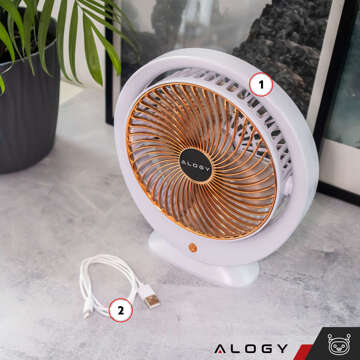 Fan Desk Fan Standing Strong Small Portable Wireless 1200mAh USB-C Alogy White