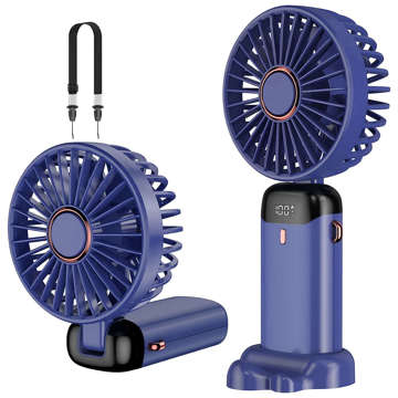 Fan Fan Handheld Fan Wireless Alogy Desktop Portable Handheld with Phone Holder USB-C Navy Blue