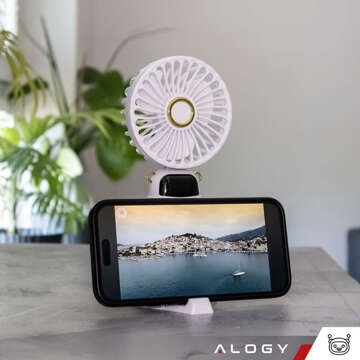 Fan fan handheld desk fan Alogy wireless portable standing with phone stand white