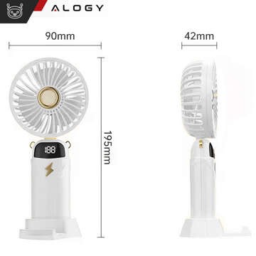 Fan fan handheld desk fan Alogy wireless portable standing with phone stand white