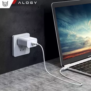 Fast 30W USB-C wall charger USB type C GaN PD for iPhone Alogy cube White USB-C cable 1m