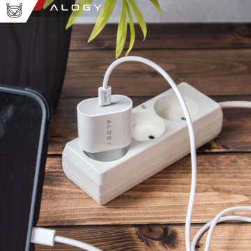 Fast Powerful 35W USB-C Wall Charger USB Type C PD GaN for iPhone 15 Type-C Cable 1m Alogy White