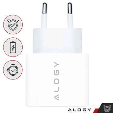 Fast Powerful 35W USB-C Wall Charger USB Type C PD GaN for iPhone 15 Type-C Cable 1m Alogy White