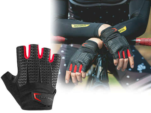 Fingerless cycling gloves L RockBros S169BR-L black