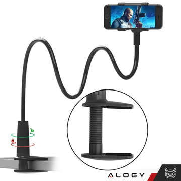 Flexible phone holder, tablet 7" Alogy Flexible Arm for desk top flexible arm black