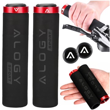 Grips bicycle grips handlebar grips ergonomic anti-slip vibration reducing for bike Alogy [2 pcs.] Black-Red