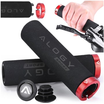 Grips bicycle grips handlebar grips ergonomic anti-slip vibration reducing for bike Alogy [2 pcs.] Black-Red