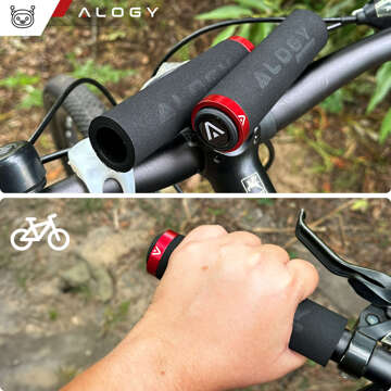 Grips bicycle grips handlebar grips ergonomic anti-slip vibration reducing for bike Alogy [2 pcs.] Black-Red