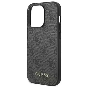 Guess Do iPhone 14 Pro 6.1" Szary/Grey Hard Case 4G Metal Gold Logo