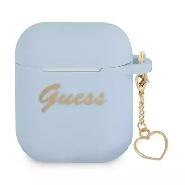 Guess  GUA2LSCHSB AirPods 1/2 cover niebieski/blue Silicone Charm Collection