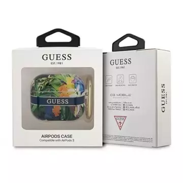 Guess GUA3HHFLB AirPods 3 cover niebieski/blue Flower Strap Collection