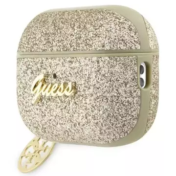 Guess GUAP2GLGSHD protective case for Apple AirPods Pro 2 cover gold/gold Glitter Flake 4G Charm