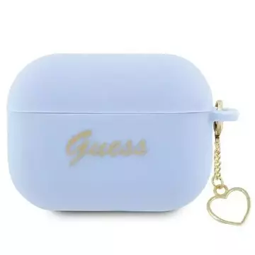 Guess GUAP2LSCHSB protective earphone case for Apple AirPods Pro 2 cover blue/blue Silicone Charm Heart Collection