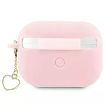 Guess GUAP2LSCHSP protective earphone case for Apple AirPods Pro 2 cover pink/pink Silicone Charm Heart Collection