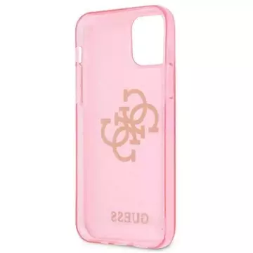 Guess GUHCP12LPCUGL4GPI iPhone 12 Pro Max 6,7" różowy/pink hard case Glitter 4G Big Logo