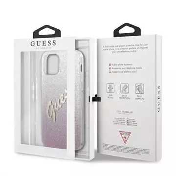 Guess GUHCP12LPCUGLSPI iPhone 12 Pro Max 6,7" różowy/pink hardcase Glitter Gradient Script