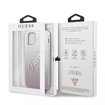 Guess GUHCP12SPCUGLSPI iPhone 12 mini 5,4" różowy/pink hardcase Glitter Gradient Script