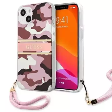 Guess GUHCP13MKCABPI iPhone 13 6,1" różowy/pink hardcase Camo Strap Collection