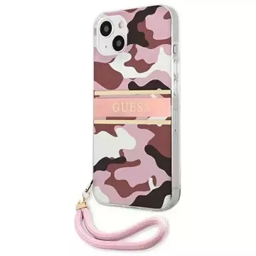 Guess GUHCP13MKCABPI iPhone 13 6,1" różowy/pink hardcase Camo Strap Collection