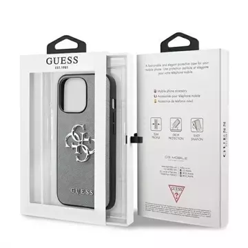 Guess GUHCP13SSA4GSGR iPhone 13 mini 5,4" szary/grey hardcase Saffiano 4G Metal Logo