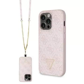 Guess GUHCP15LP4TDSCPP case for iPhone 15 Pro 6.1" pink/pink hardcase Crossbody 4G Metal Logo