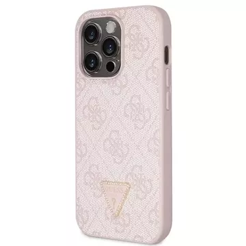 Guess GUHCP15LP4TDSCPP case for iPhone 15 Pro 6.1" pink/pink hardcase Crossbody 4G Metal Logo